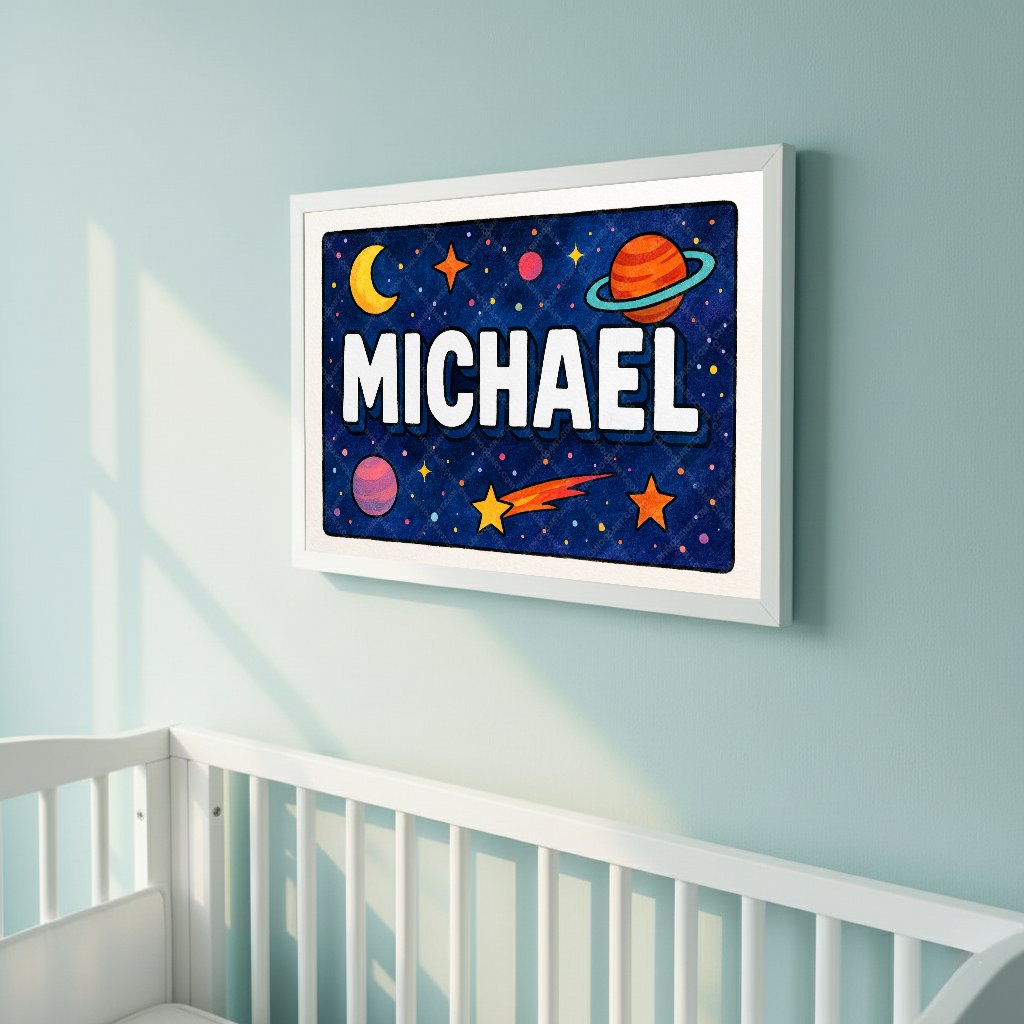 Personalized space name art for Michael