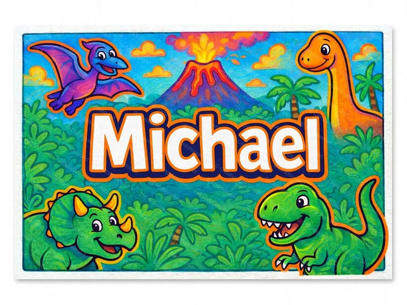 Michael Name Art - Dinosaur Adventure Personalized Wall Art