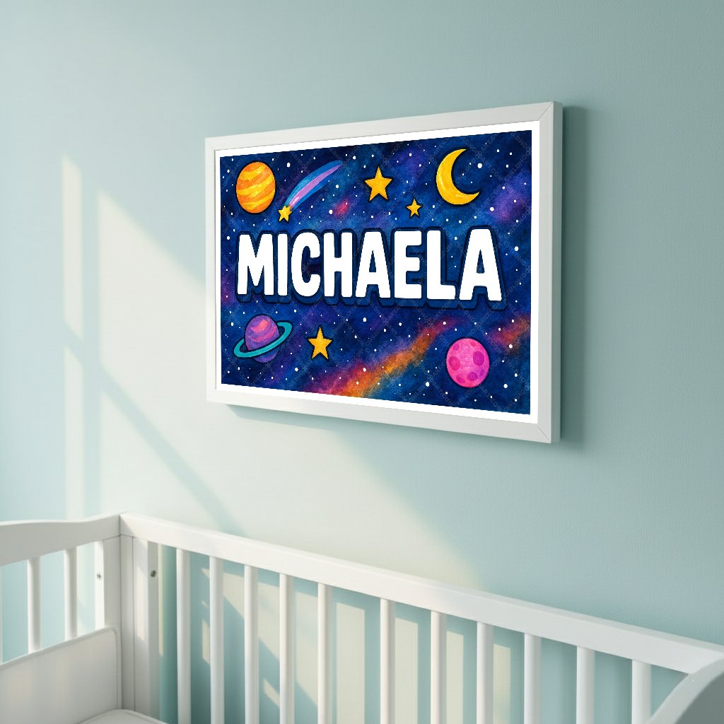 Personalized space name art for Michaela