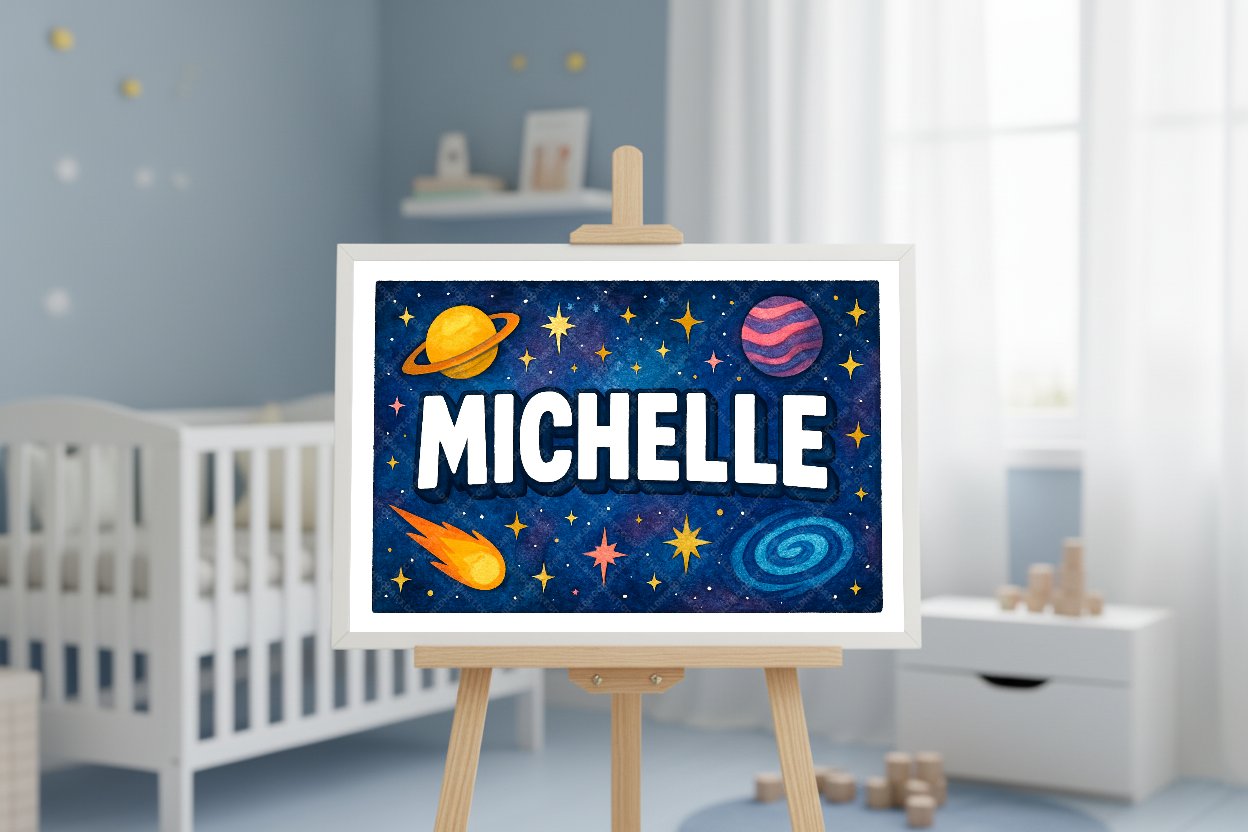 Personalized space name art for Michelle