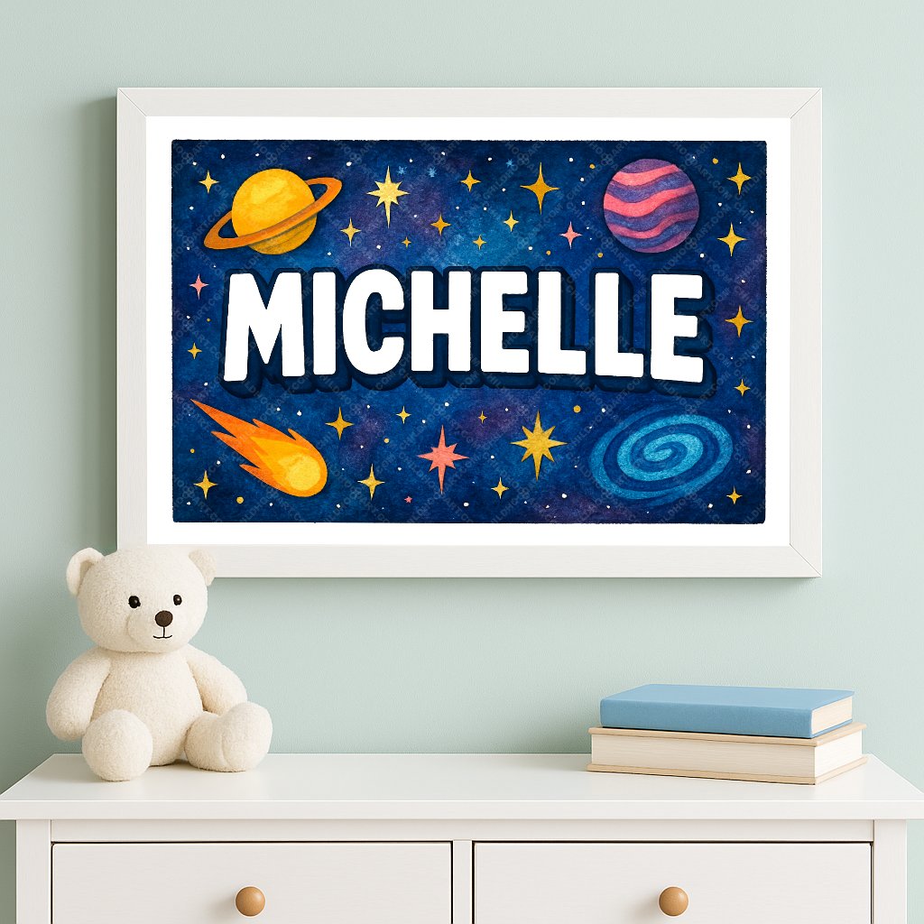 Personalized space name art for Michelle