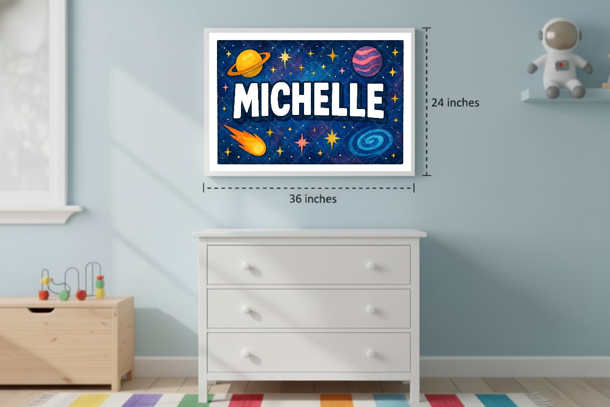 Personalized space name art for Michelle