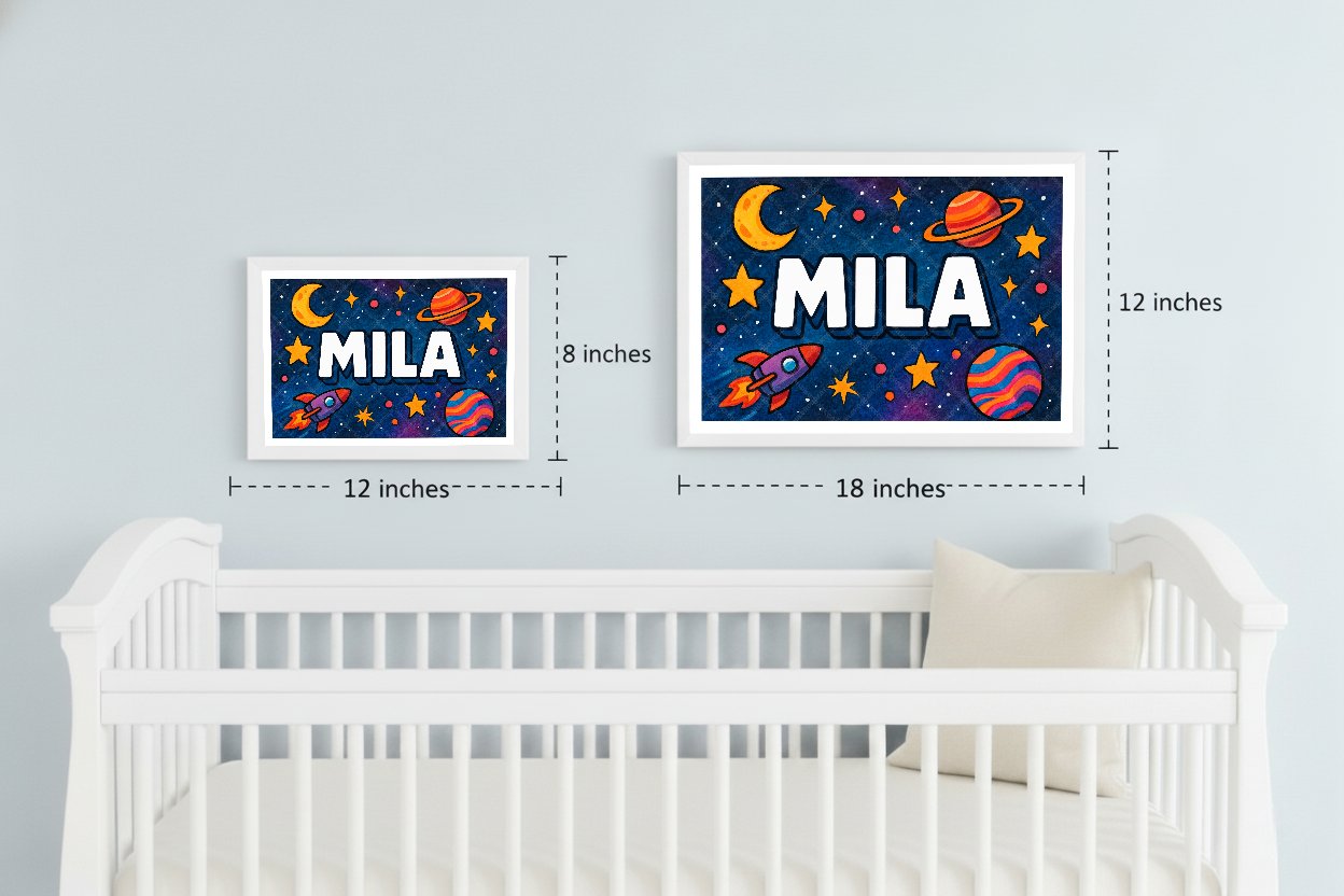 Personalized space name art for Mila
