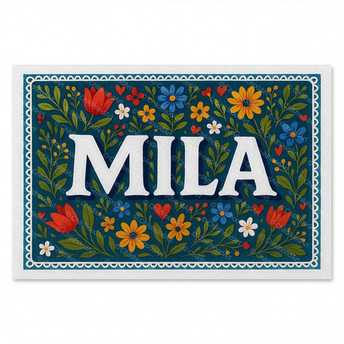 Mila Floral Farmhouse Name Art - Full size image