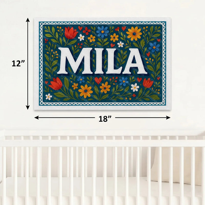 Calm personalized name art for Mila