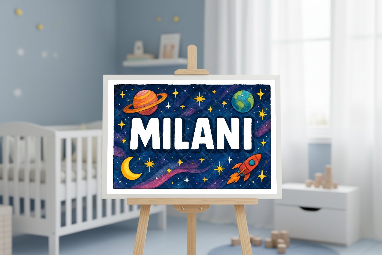 Personalized space name art for Milani