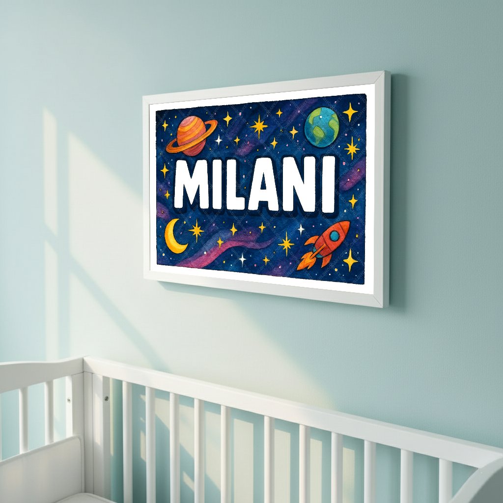 Personalized space name art for Milani