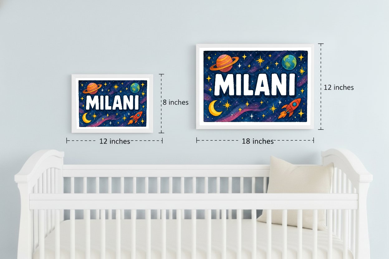Personalized space name art for Milani