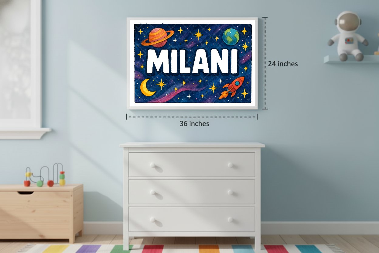 Personalized space name art for Milani