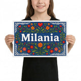 Nia Name Art - Floral Farmhouse personalized wall print for kids
