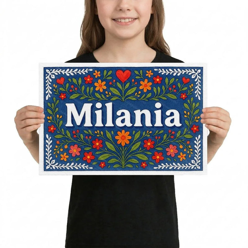 Nia Name Art - Floral Farmhouse personalized wall print for kids