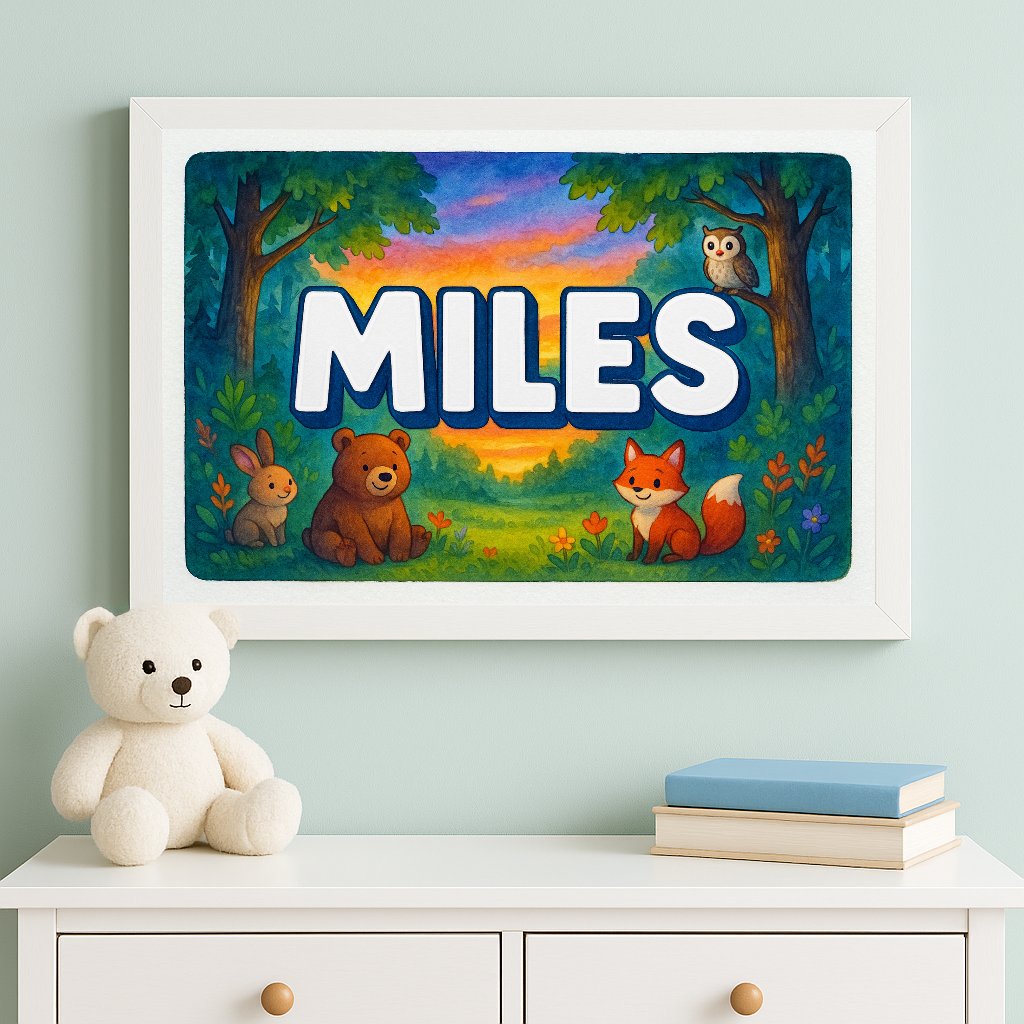 Personalized name art for Miles
