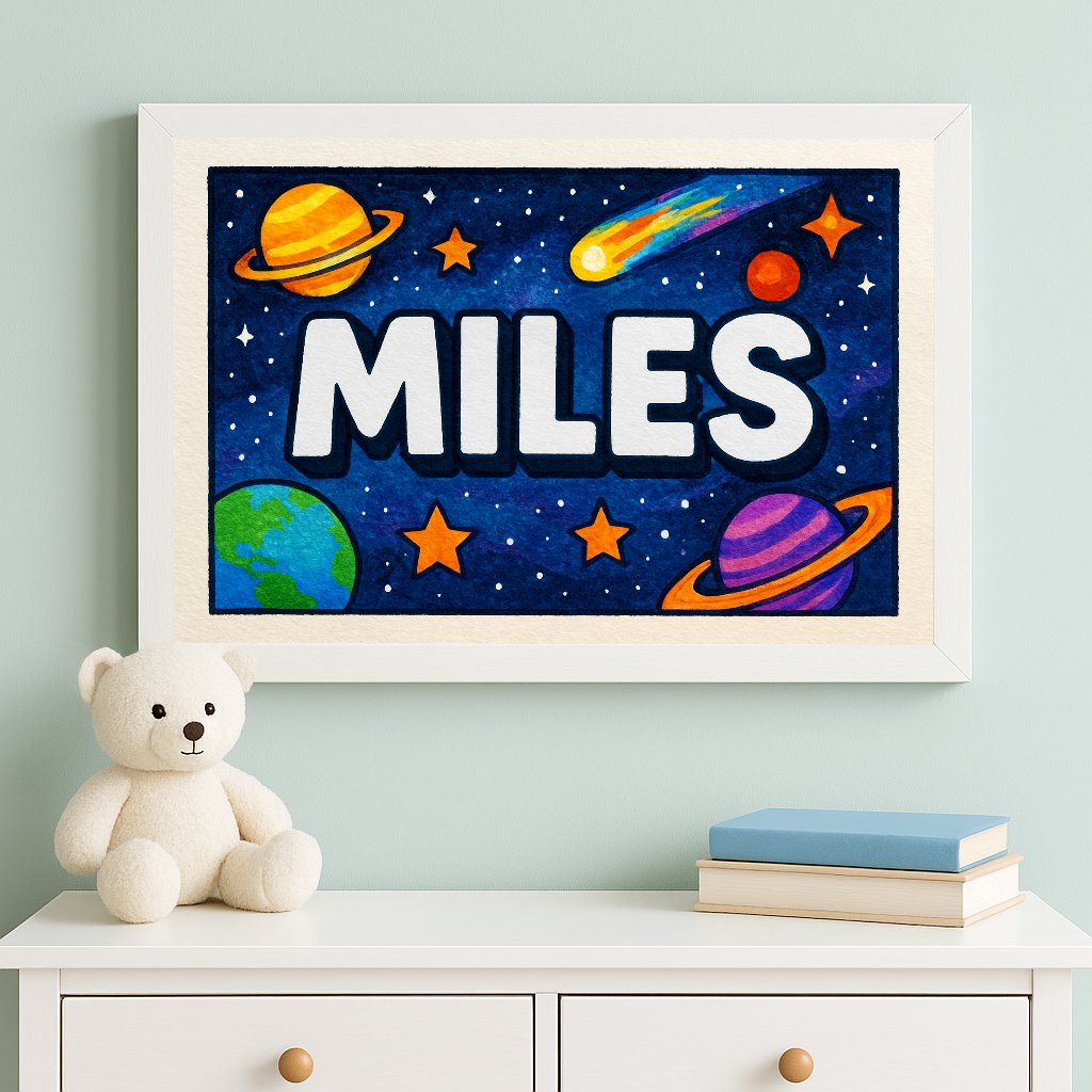 Personalized name art for Miles