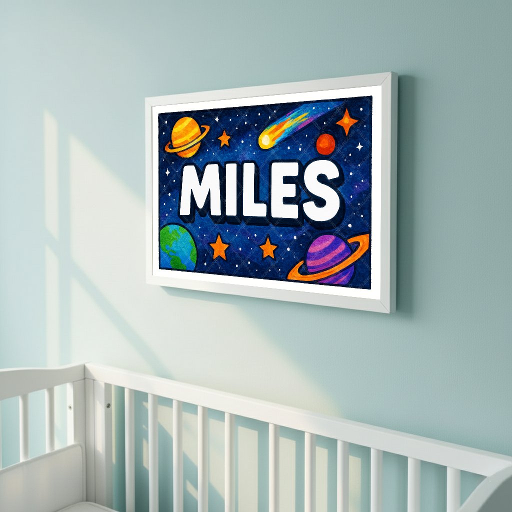 Personalized space name art for Miles