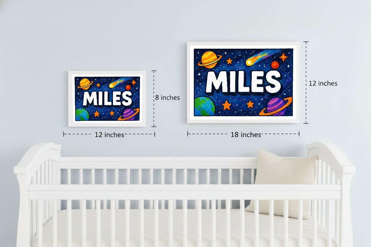 Personalized space name art for Miles
