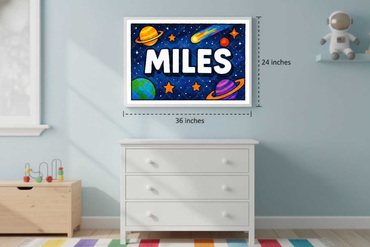 Personalized space name art for Miles