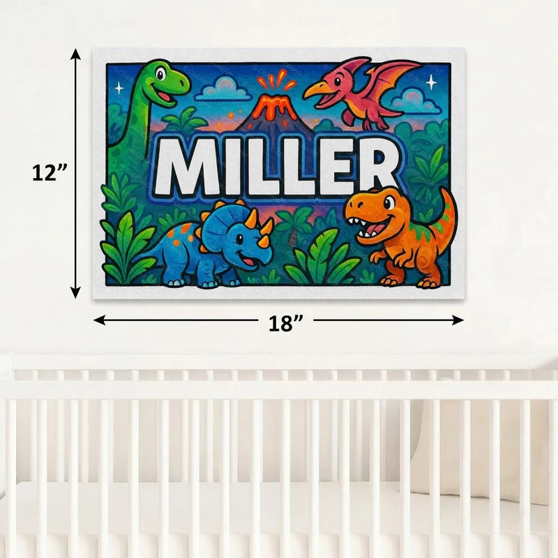 Miller Name Art - Dinosaur Adventure personalized wall print for kids