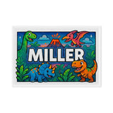 Miller Name Art - Dinosaur Adventure personalized wall print for kids