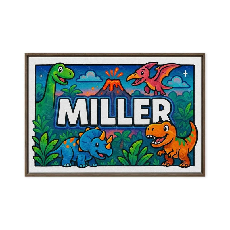 Miller Name Art - Dinosaur Adventure personalized wall print for kids