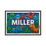 Miller Name Art - Dinosaur Adventure personalized wall print for kids