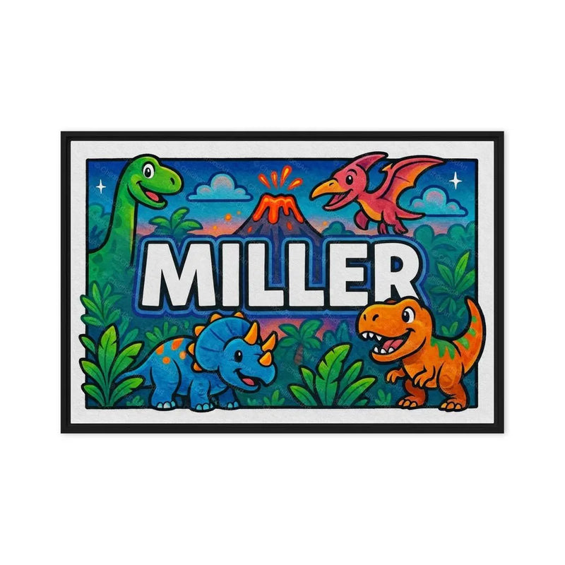 Miller Name Art - Dinosaur Adventure personalized wall print for kids