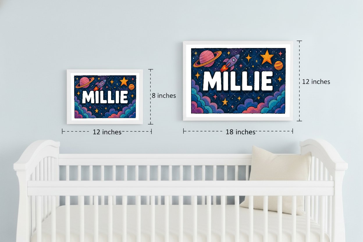Personalized space name art for Millie