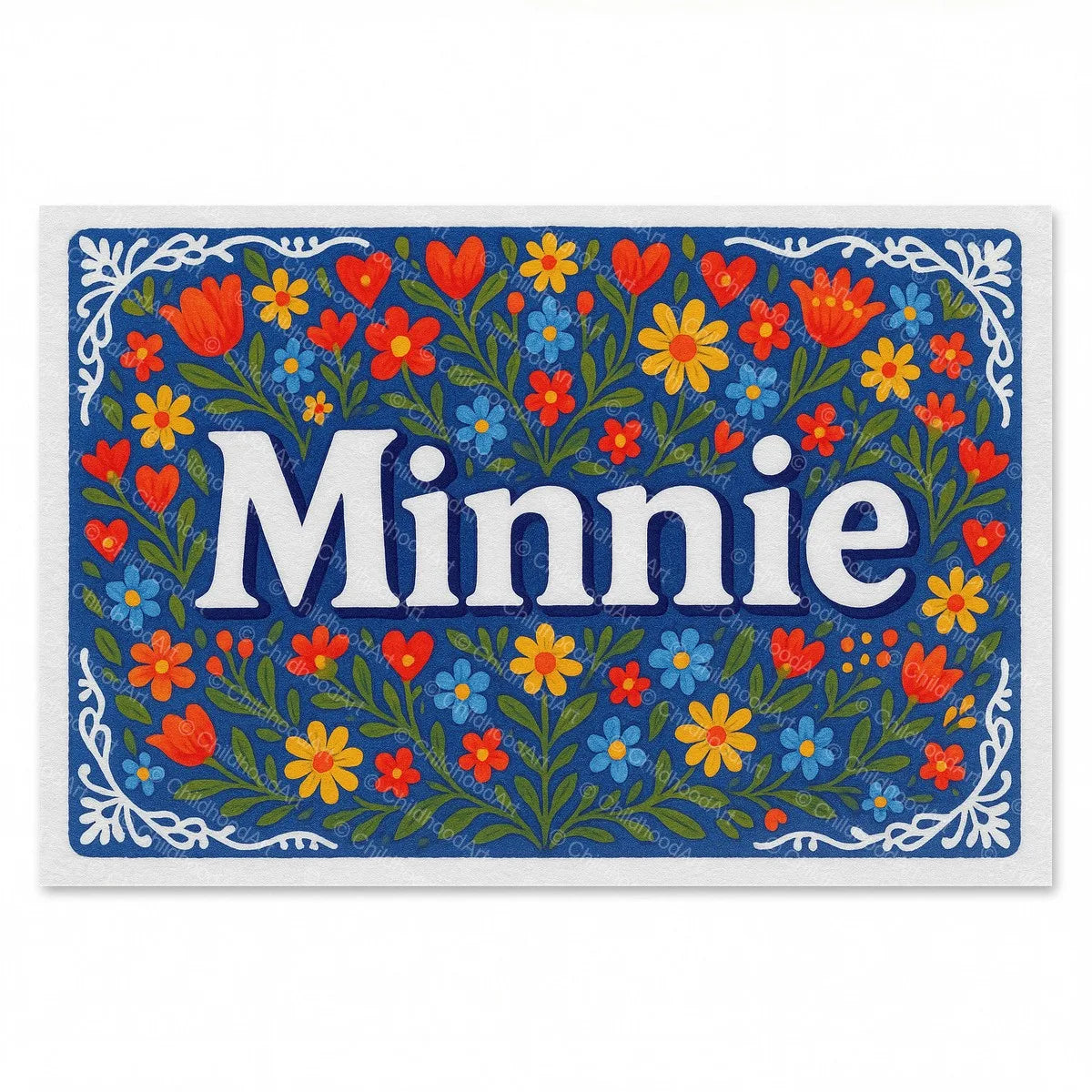Minnie Floral Farmhouse Name Art - Full size image