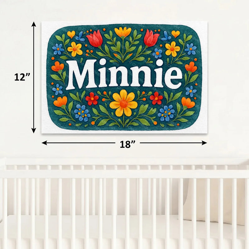 Calm personalized name art for Minnie