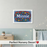 Calm personalized name art for Minnie