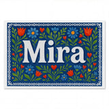 Mira Name Art - Floral Farmhouse personalized wall print for kids