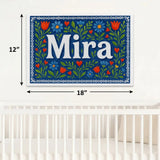 Mira Name Art - Floral Farmhouse personalized wall print for kids