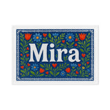 Mira Name Art - Floral Farmhouse personalized wall print for kids