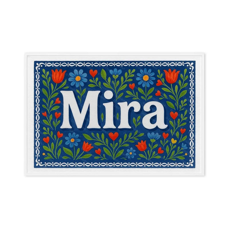 Mira Name Art - Floral Farmhouse personalized wall print for kids