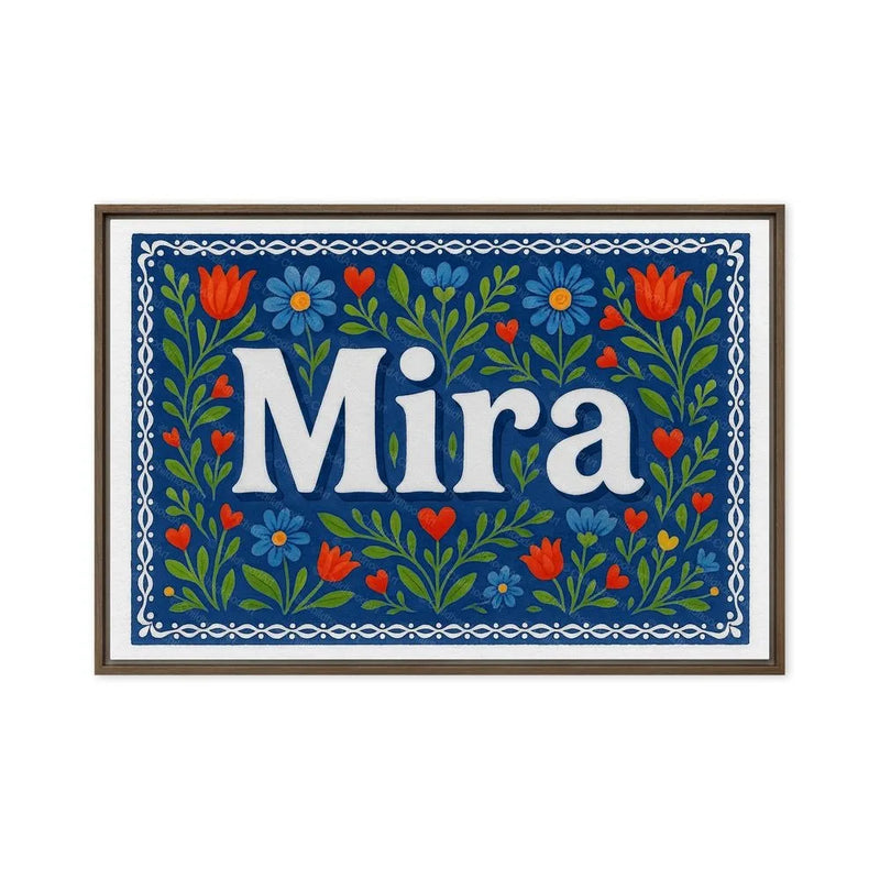 Mira Name Art - Floral Farmhouse personalized wall print for kids