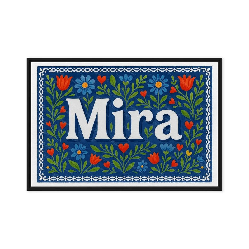 Mira Name Art - Floral Farmhouse personalized wall print for kids