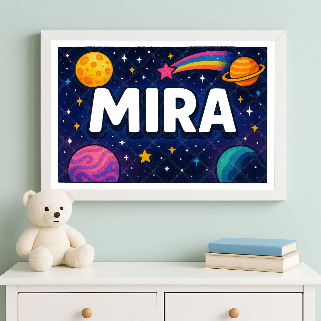 Personalized space name art for Mira
