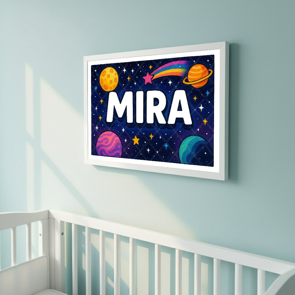 Personalized space name art for Mira