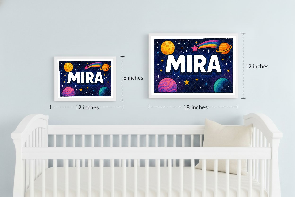 Personalized space name art for Mira