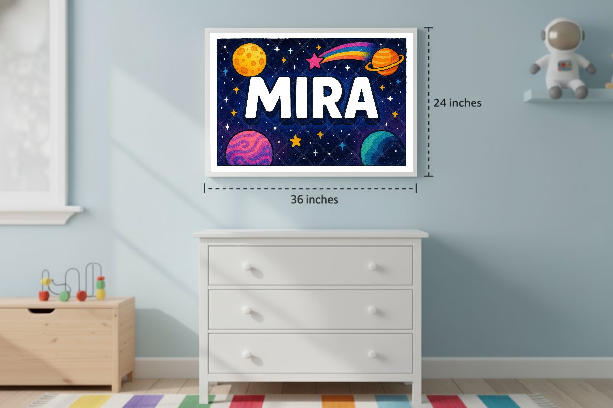 Personalized space name art for Mira
