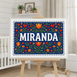 Miranda Name Art - Floral Farmhouse personalized wall print for kids