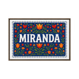 Miranda Name Art - Floral Farmhouse personalized wall print for kids
