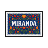 Miranda Name Art - Floral Farmhouse personalized wall print for kids