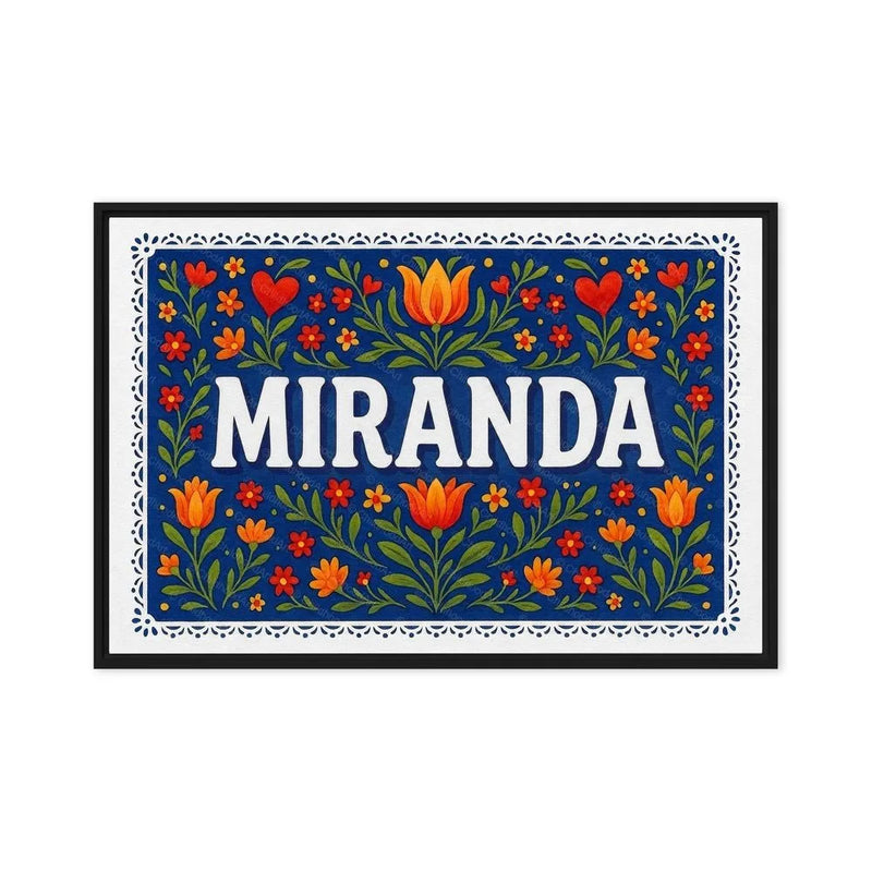 Miranda Name Art - Floral Farmhouse personalized wall print for kids