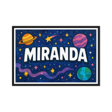 Miranda Name Art - Space Explorers personalized wall print for kids