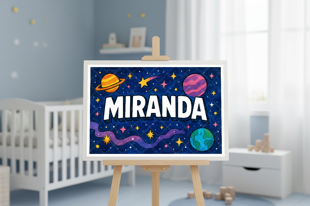 Personalized space name art for Miranda