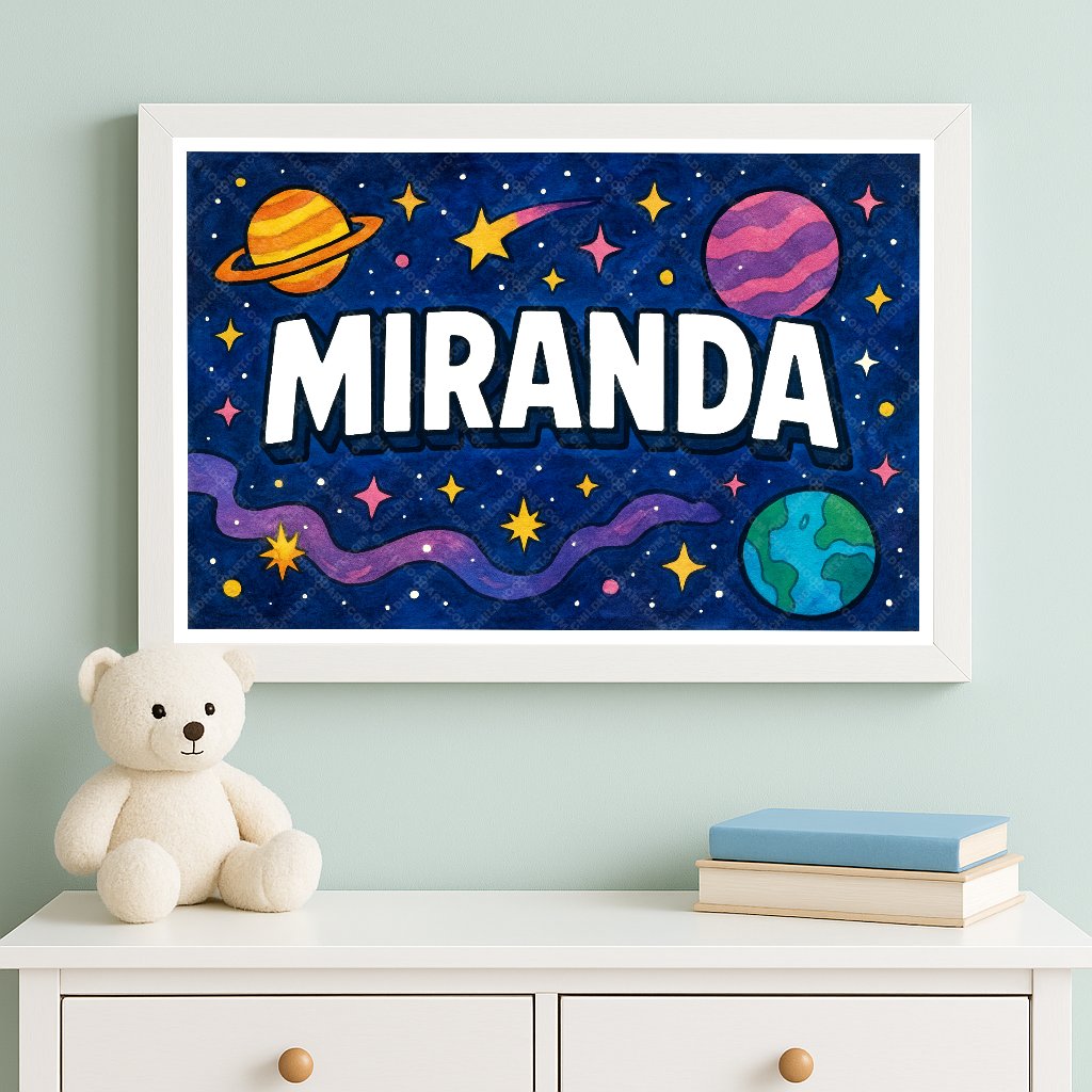 Personalized space name art for Miranda