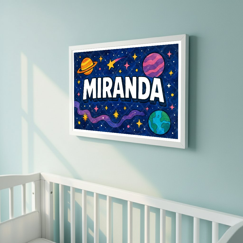 Personalized space name art for Miranda