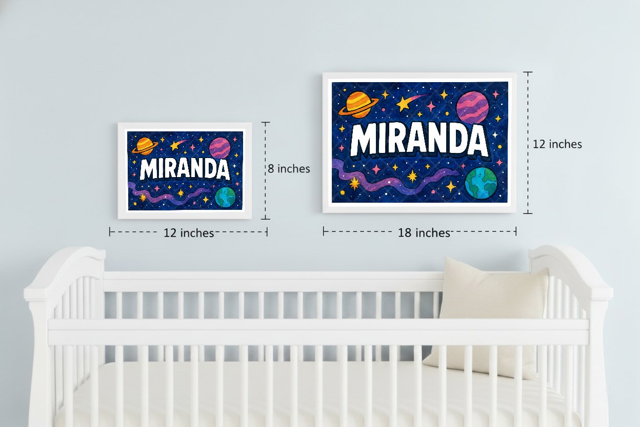 Personalized space name art for Miranda