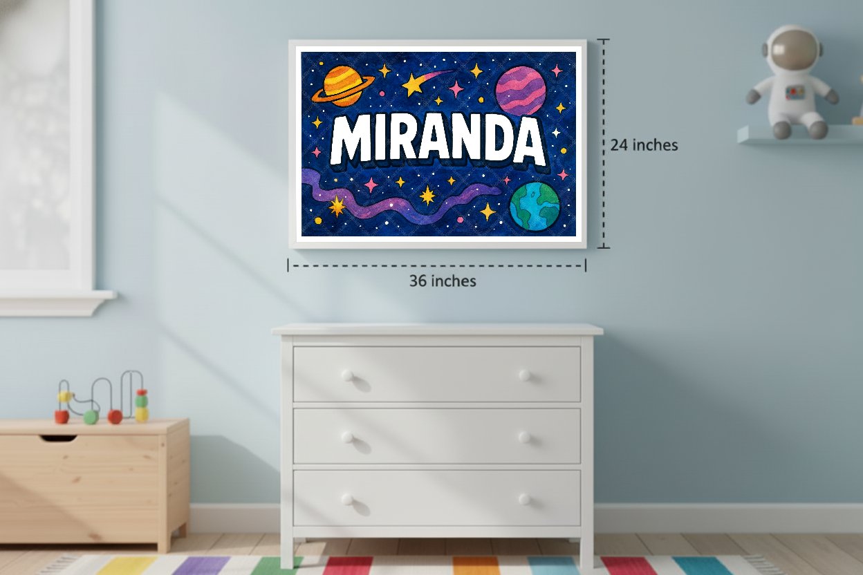 Personalized space name art for Miranda