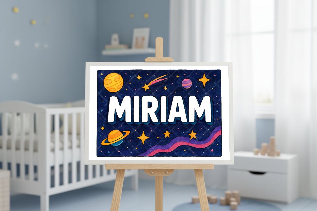 Personalized space name art for Miriam